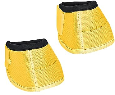 Horse Bell Boots Protective Hoof Boot Shock Absorbing Lining 1680D Oxford Cloth Durable Quick to Wrap, Yellow