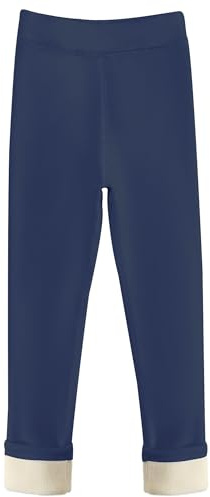 Maeau 1/2-pack varma leggings för flickor, barn, vinterbyxor, fleecefodrade tjocka byxor, termobyxor, bomullsleggings, fodrade höst, 100–150 cm, A marinblå, 130