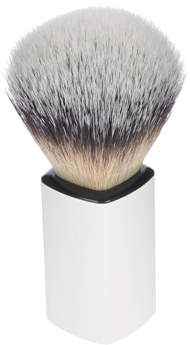 Blaireau de rasage en poils synthétiques, avec manche en plastique blanc, hauteur : 10 cm, diamètre de l'anneau : 21 cm