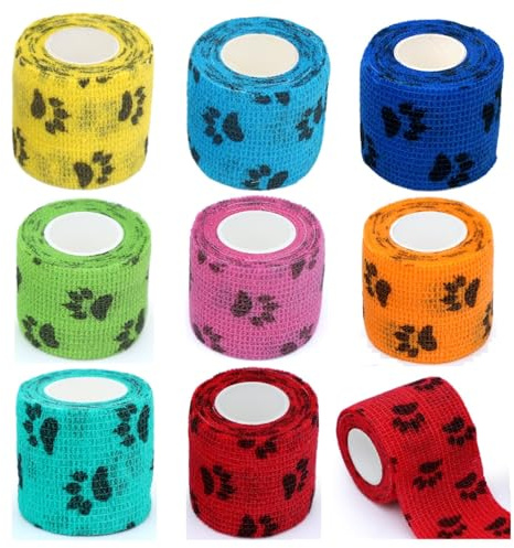 Selbstklebender Verband, 8 Volume Verband Selbstklebend, Selbstklebende Tierbandage, Hunde und Katzenbandage Pferdbandage Selbstklebebandage Haustierbandage, Selbsthaftende Bandage