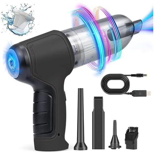 Aspirateur De Voiture sans Fil, 12000pa Haute Puissance Et Charge USB Aspirateur Laveur Voiture Multifonction Vacuum Cleaner, pour Gonfler Et Aspirer Les Sacs,Black