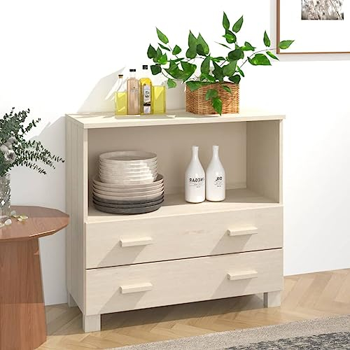 HETFTJN Sideboard, Besenschrank Aufbewahrungsschrank Vorratsschrank Eckschrank Geeignet für Office Entrance Dorm Schlafzimmer HAMAR Honigbraun 85x35x80 cm Massivholz Kiefer
