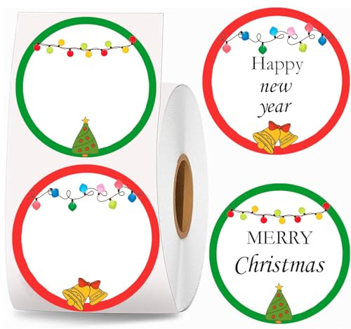 Thermo-Etiketten mit Weihnachtsmotiv, 5,1 cm, Farbcodierung, Punktetiketten für Thermo-Etikettendrucker, Urlaub, Versand, Etikettendrucker für Neujahr, Party, Business, 500 Stück pro Rolle