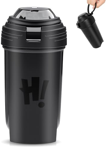 bellmeanin Protein Shaker Bottle, 500ml Protein Shaker With Mixing Ball, Leak-Proof, BPA Free for Mixing Powdered Shakes Gym Outdoor Trips (Black)