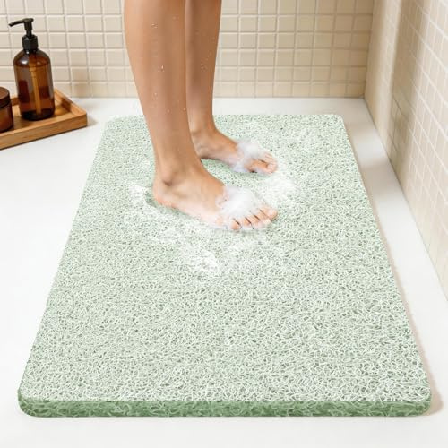 Joyhalo Shower Mat Bathtub Mat Non Slip, Bathmats Non Slip, Quick Drying Foot Scrubber Loofah Mats for Shower, Tub, Bathroom, Home, 32x24inch, Mint Green