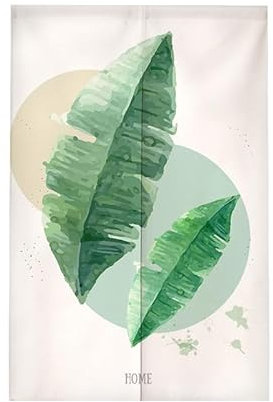 Türvorhang Green Leaf Graffiti Türvorhang Insektenschutz Polyester Raumteiler Vorhang mit Teleskopstange Vorhang Kurz Küchenvorhang Fliegenvorhang Terrassentür Waschbar Tür Vorhang 90x200cm