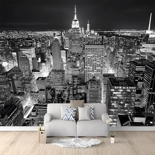 Murales Decorativos 3D Gris Edificio Empire State Ciudad De Nueva York 350x256 cm Fotomurale Papel Pintado no Tejido, Papel Tapiz Fotográfico, Mural Decoración Pared para Salon, Dormitorio, Oficina
