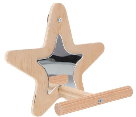 BESPORTBLE Papageien Vogelspiegel Aus Holz Sitzstange Mit Spiegel Vogelkäfig Zubehör Für Sittiche Kleine Vögel Schnabelpflege Spielzeug Und Bewegung
