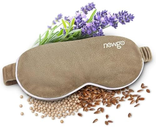 NEWGO Augenmaske bei Trockenen Augen, Wärmebrille Augen, Augenkissen Lavendel Yoga Mikrowellenaktivierung, Körnerkissen Augenmaske für Entspannung & Meditation (Khaki)