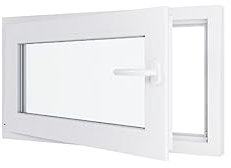 Fenêtre PVC - LxH 900x500 mm -Triple Vitrage - Blanc -poignée à droite