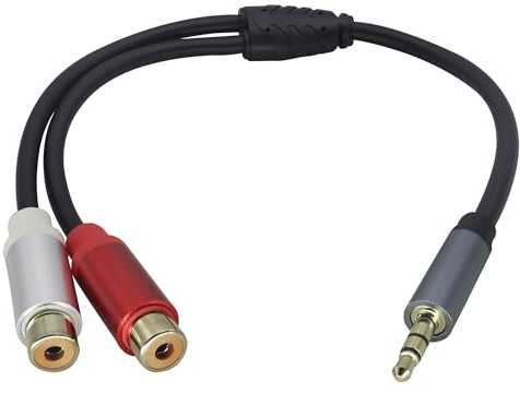 zdyCGTime Red/White 2 RCA Female to 3.5mm Male Gold-Plated Flexible Copper Shell Adapter 1/8 to RCA High-Fidelity Headphone Stereo Cable, Used to Connect Mobile Phones, Speakers, HDTV, etc.