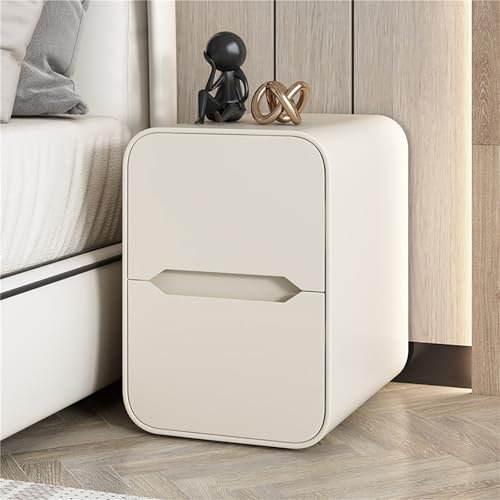 ZDMZR Modern Nightstand, Side Tables Bedroom, Solid Wood Bedside Tables, Bedside End Table with 2 Storage Drawers(White,40cm)