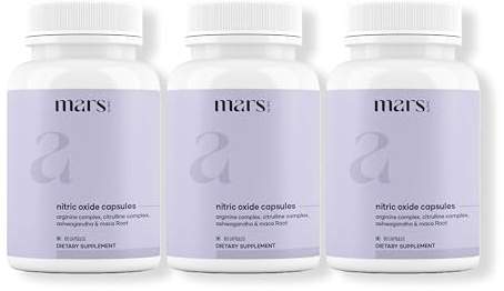 Mars by GHC Nitric Oxide Capsules with L-Arginine, L-Citrulline & Adaptogenic Blend | Supports Energy, Circulation & Muscle Recovery | 180 Capsules | Pack of 3
