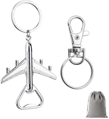 Porte-clés Avion Cadeau pour Hommes et Femmes - Porte-clés Ouvre-bouteille de Voyage, Cadeau d'Anniversaire pour Anciens Combattants/Pilotes/Passionnés de Voyage, Décoration de Sac à Dos