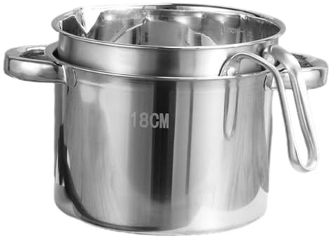 UKCOCO 1set Stainless Steel Melting Pot Double Boiler Pot for Cheese and Butter Heating Bowl for Cooking Desserts and Sauces