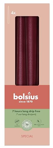 Bolsius – Special Essentials – glatte Spitzkerzen - Red Metallic - 24,5 cm - im 4er-Karton