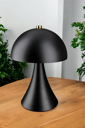 GILDE Deko LED Lampe batteriebetrieben 3 x AA Batterien (nicht enthalten) – leichte Lampe Timerfunktion – kabellos Tischlampe Table Lamp schwarz black Höhe 22 cm