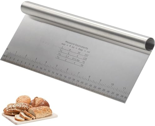 Großer Edelstahl Teigschaber Teigspatel Küche für Kuchen, Pizzen, Teig, Backutensilien (22 x 12 cm)