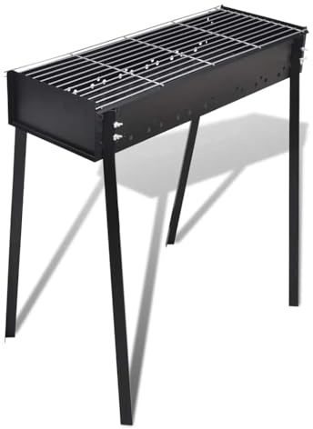 BBQ Grill, Säulengrill Standgrill Kohlegrill, Barbeque Quadratisch für Camping Garten Picknick Party, Robust und langlebig, 100 x 43 x 93 cm Stahl