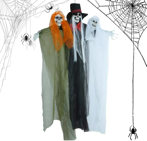 Scary Halloween Decorations, Halloween Ghost Skeleton Ornaments for Outdoor, Weather-Resistant Ornaments Figures for Holiday Festival Party Indoor Outside Yard Lawn Pathway