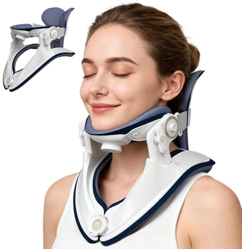 Cervical Traction Device, Adjustable Neck Stretcher for Pain Relief, Lightweight Neck Support Brace for Cervical Spine Decompression, Ergonomic Design for Home, Office & Travel Use