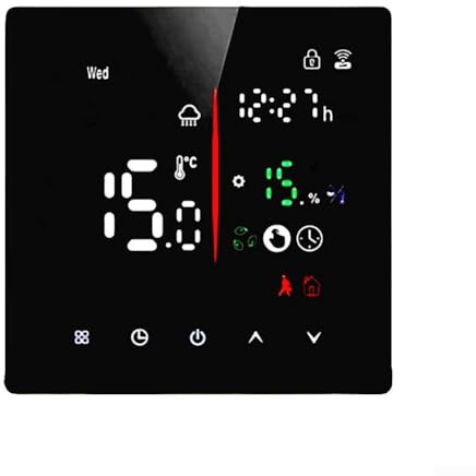 Termostato WiFi LCD compatible con Alexa para calefacción de agua y caldera de gas con programación programable y monitoreo del clima (negro 3A)