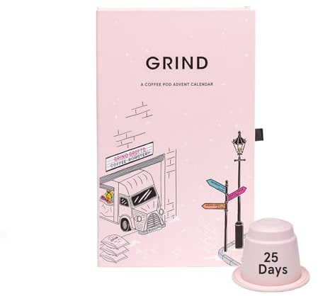 Grind Coffee Pod Advent Calendar – 25 Day Christmas Countdown – Biodegradable Capsules – Nespresso® Original Compatible – 100% Arabica – Specialty Grade – Gifts for Coffee Lovers
