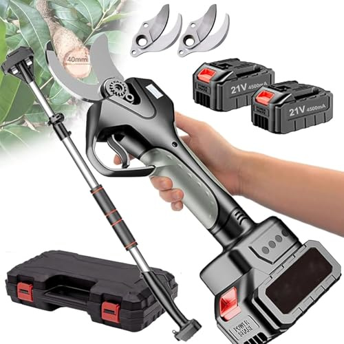 Tijeras de podar eléctricas con batería de Litio Recargable, Tijeras de jardín portátiles,con pértiga telescópica de 2,1 m, para Jardines, diámetro de Corte de Ramas de 40 mm