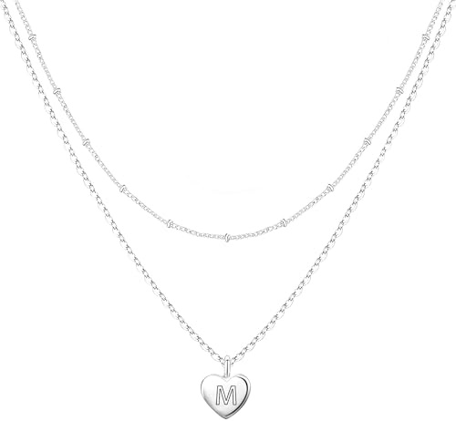 Avotto Halskette Damen Silber 925 Hypoallergen A-Z Herz mit Buchstaben Kette Damen Halskette Silber Frauen Personalisierte Geschenk