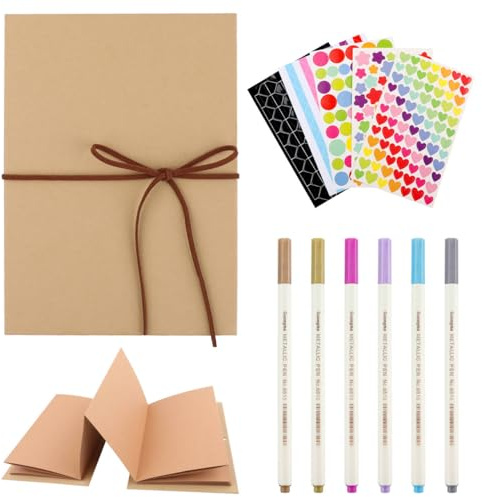 Fotoalbum zum Selbstgestalten 21x15cm,Akkordeon-Falten-Sammelalbum, DIY Scrapbook Fotobuch mit Stickern & 6 Stiften, Ideal für Abschluss Geschenk,Geburtstagsgeschenk, Hochzeitstagsgeschenk (34 Seiten)
