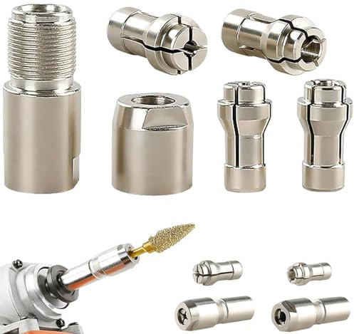 Angle Grinder Kit de conversión de 3 mm/6 mm Dual Collet, amoladora angular a adaptador de amoladora recta, accesorio universal de rosca M10 para tallado, molienda y pulido (3 mm + 6 mm)