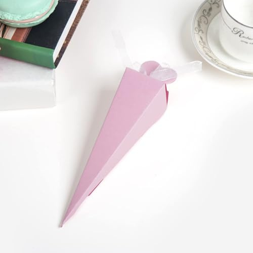 Set di accessori per la decorazione di Candy Bar con sacchetti di carta – Schultüten Rohling realizzato a mano in cartone ondulato – Bastelschultüte con punta robusta e chiusura in tulle (Rosa)