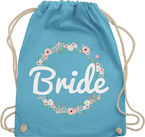 Shirtracer Turnbeutel Rucksack - JGA Junggesellenabschied Frauen - Bride Blumenkranz - Unisize - Hellblau - utensilien junggesellinnenabschied brauttaschen bachelorette party turnsackerl brauttasche