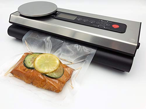 VacuNo.1 Vakuumierer für Lebensmittel VACU Premium mit Integrierter Digitaler Küchenwaage – Vakuumiergerät – Sous Vide - Inklusive Folienbeutel-Set und Schlauch