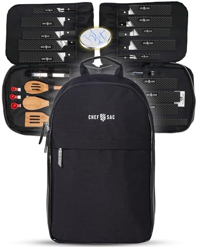 Chef Knife Bag Folding Knife Bag | 20+ Pockets for Knives & Kitchen Tools | Knife Backpack for Chefs & Culinary Students