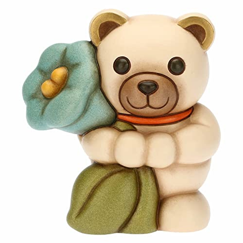 THUN - Soprammobile Teddy Primavera 2023 con Campanula in Ceramica Decorata a Mano, Versione Media, Linea Fiori e Fantasia, 9.6x7x110 cm h