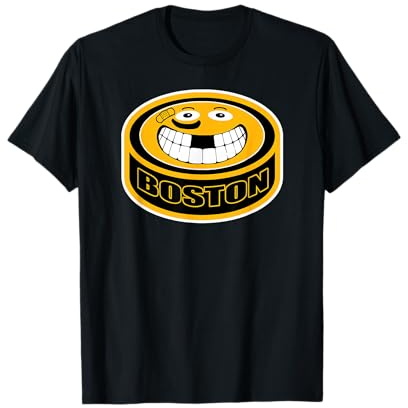 Hockey Boston Mass. Funny Kid Adult Puck Smile Face Gift T-Shirt