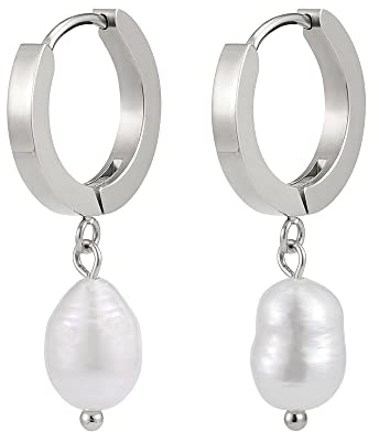Pearl örhängen i 18 karat Guld hängande med äkta sötvattenspärlor - Vattentät - Ladies Creoles I Creole örhängen Pearl Pendant