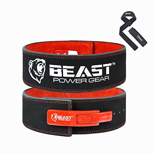 Beast Power Gear Gewichthebergürtel mit Hebelschnalle, 10 mm, 13 mm dick und 10,2 cm breit, inklusive Gurt, fortschrittliche Rückenstütze für Gewichtheben, Powerlifting, Kreuzheben, Kniebeugen –
