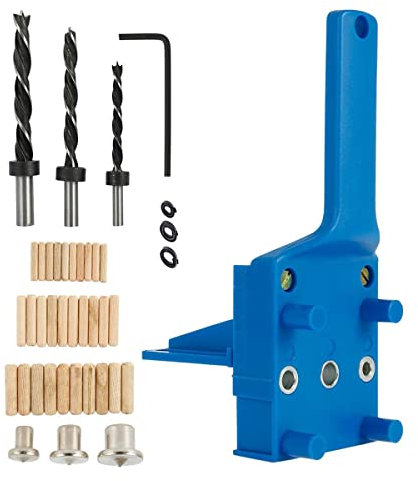 WANGCL Lot de 41 gabarits de chevilles pour le travail du bois - 6/8/10 mm - Outils de perçage manuel du bois - Pour une utilisation avec la plupart des outils électriques manuels - Bleu