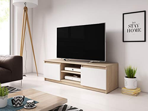 PIASKI Dingo TV-Möbel, 120 cm, TV-Möbel, mit Füßen, TV-Tisch, Ohne LED-Beleuchtung, (Kastanienbraun) (Sonoma/Weiß)