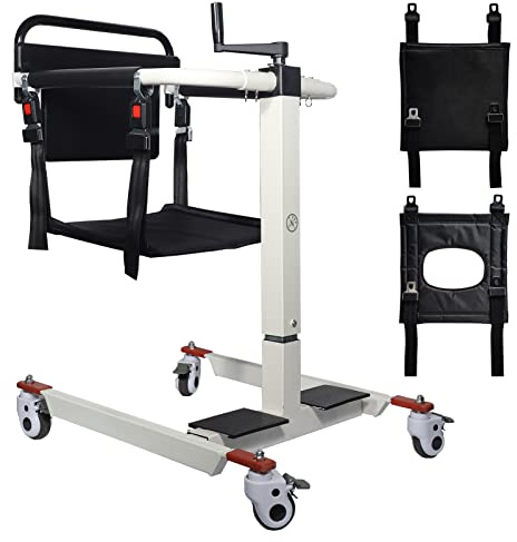 Seveni Portable Patient Lift for Home, Adjustable Height, Car Transfer Aid, Care Transport Chair Bathroom Wheelchair (Without Bedpan)