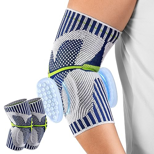 CAMBIVO 2 Pack Ellenbogenbandage Tennisarm, Bandage Ellenbogen mit Flachstricktechnik, Gelpolster, Ellenbogen Bandage Herren Damen Unterstützung für Golferarm, Gewichtheben, Sport