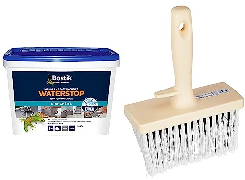 Bostik Membrane d'Étanchéité Waterstop – Jointe, Colle, Rebouche – Réparation de Fuites, Infiltrations, Fissures & NESPOLI Brosse rectangulaire à encoller petit model