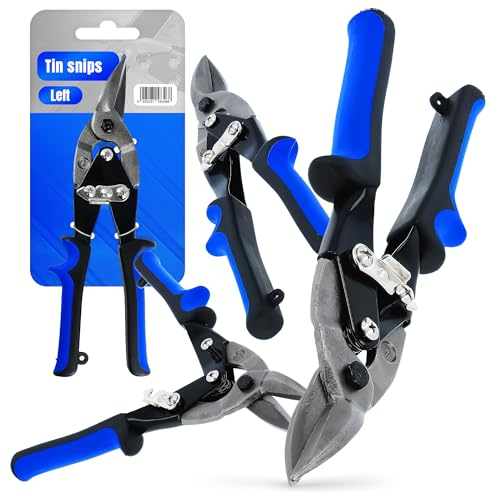 Blechschere Metallschere 10'' Linker Stahl Metallschneider Links Gebogen Blechbearbeitung Hochleistungsschere Blech Schneiden Ergonomische Griffe Universalschere