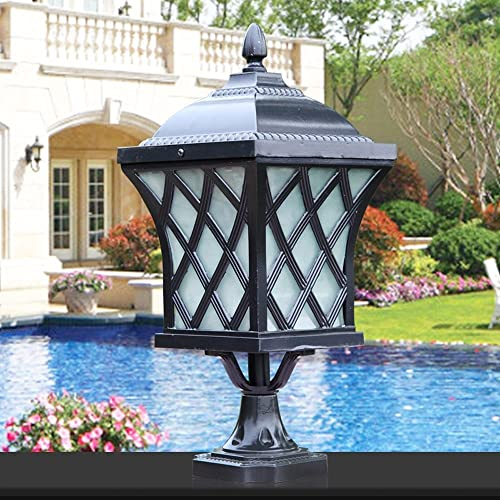 MODEBHD Europäische Antike Retro Glas Säule Lampe Victoria Aluminium Laterne Wasserdichte Tischlampe für den Außenbereich Rasenlampe Straßenlaterne E27 Dekoration Beleuchtung