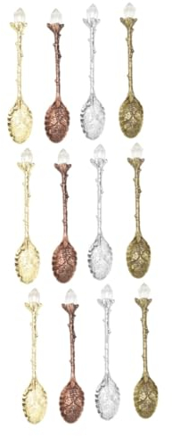 Ciieeo 12pcs Vintage Carved Spoons Retro Design for Coffee Desserts Ice Cream Comfortable Handle for Parties and Everyday Use
