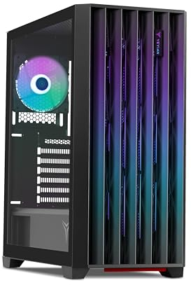 YEYIAN Caja PC Gamer Phoenix | Torre Mediana | Placas ATX, M-ATX, ITX | Frontal Direccionable | Panel Lateral Vidrio Templado | Incluye 4 Ventiladores ARGB PWM 3 Delanteros 1 Trasero 120mm