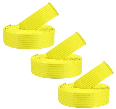 PATIKIL Taekwondo Farbige Gürtel für Ranglisten, 3er Pack 1,6 x8,5FT Polyester Taekwondo Farbige Gürtel für Unterricht Praxis, Gelb
