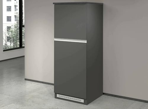 Dmora Dispensa da Cucina Plinio 60x60x165h cm Nero Antracite 2 Ripiani Apertura Battente, 2 Ante Made in Italy